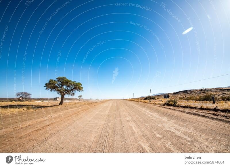 away stories Gravel path gravel road on pad Namibia Adventure travel Nature Wanderlust Far-off places wide Africa Exceptional Landscape Vacation & Travel Sky