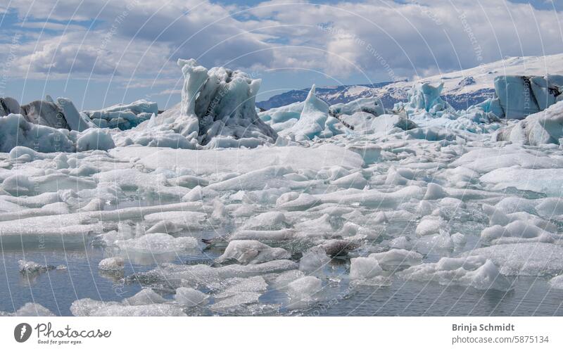 Panoramic view over the Jökulsárlón glacier lagoon, Iceland with unique ice formations attraction diamond picturesque azure discover adventure Wild turquoise