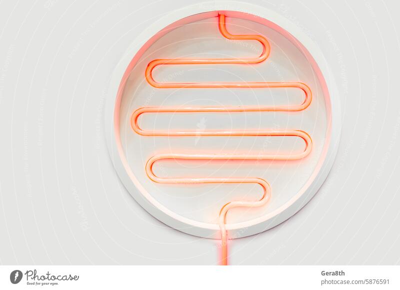 heater with red hot pipe on white background abstract bend bright decoration design element glow heating illustration isolated light modern neon style symbol