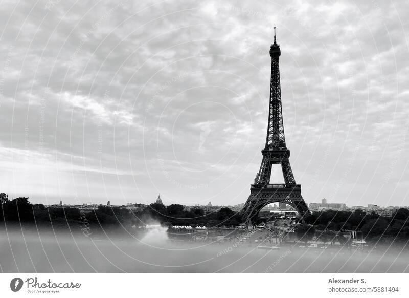 Eiffel Tower in front of a Parisian cityscape eiffel tower eiffel tower - paris France Landmark Town City Europe Historic Tourism Monument travel French famous