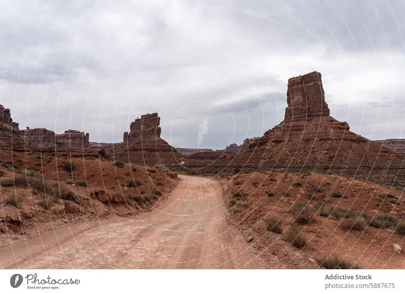 Rugged desert landscape of Valley of the Gods, Utah utah valley of the gods rock formation road unpaved scenic outdoor nature travel tourism adventure