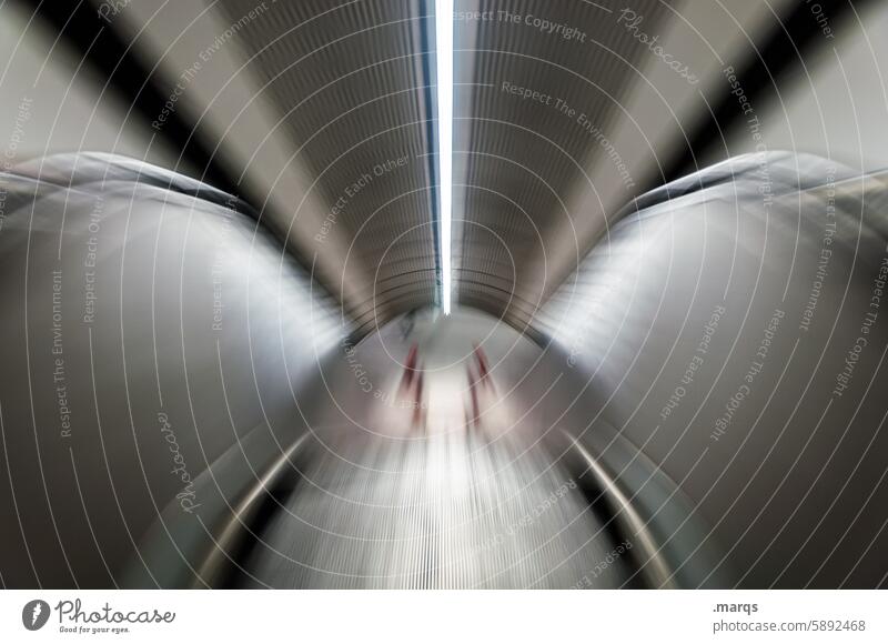 downwards Downward Escalator Future Underground Movement Subsoil Stairs Metal Symmetry Modern motion blur