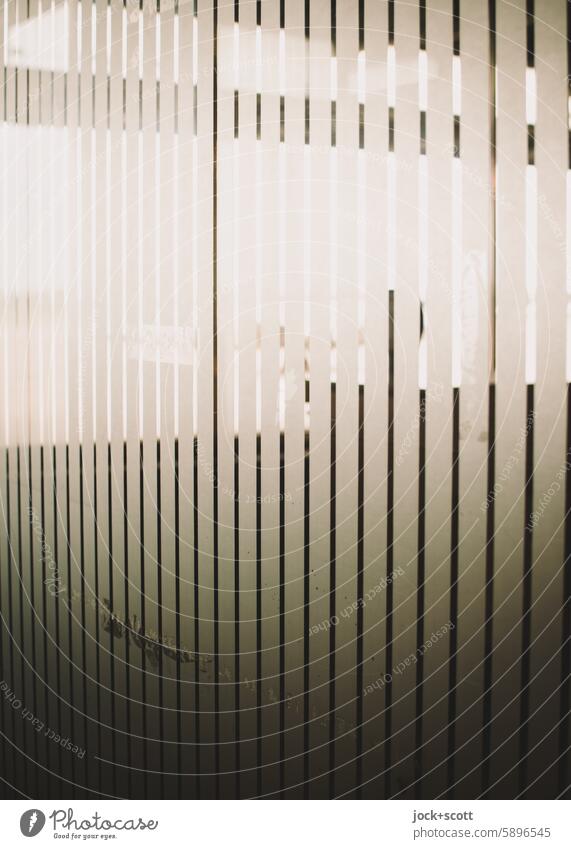 Privacy screen with stripes Screening Pane Long shot Contrast Structures and shapes Design Glass wall Stripe Unclear Background picture Abstract lines Graphic