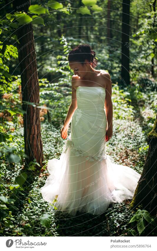 #A5# Bride in the forest Wedding dress Dress Forest Fairy Mystic White Woman Feminine Elegant Day Feasts & Celebrations pretty Romance Love Style Happiness