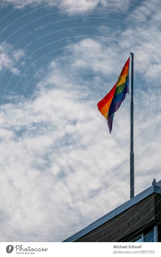 Rainbow flag on a house Colour transsexual symbol Sign lesbian Sexuality Love Equality rainbow flag Tolerant Symbols and metaphors Prismatic colors Gender Pride