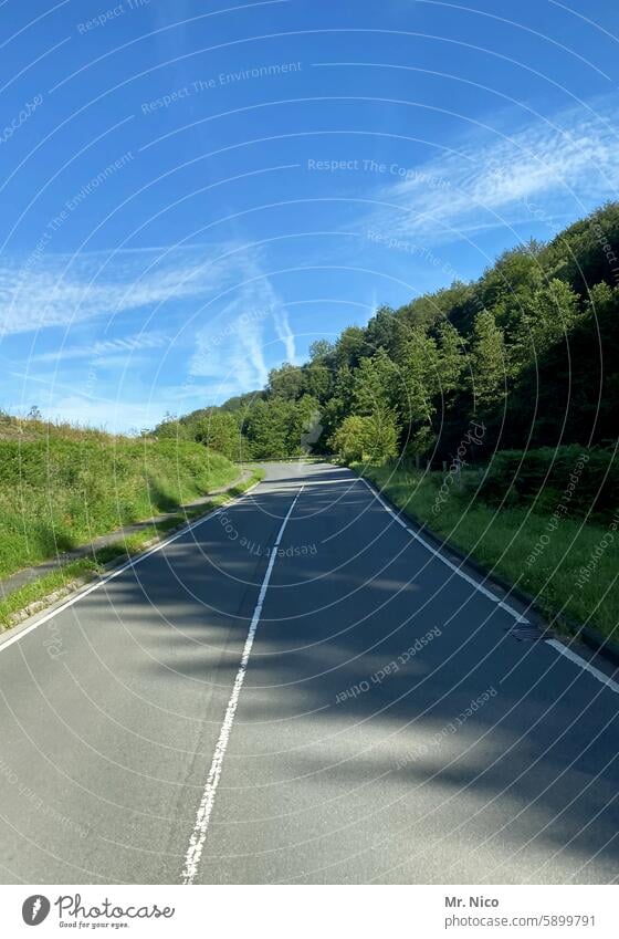 highway Country road Traffic lane Lanes & trails Street Asphalt empty street two lanes Continuous line road course on the road road trip Green no passing