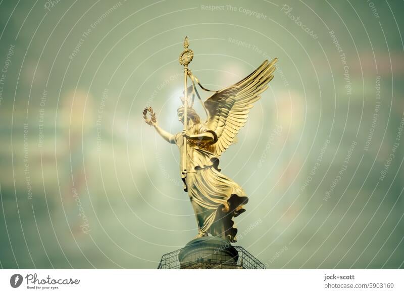 the proud Victoria Victory column Goldelse victory statue Monument Tourist Attraction Historic Berlin Elegant Landmark Sculpture Original Statue Double exposure