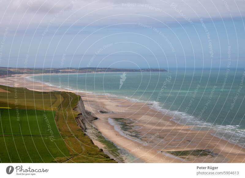 Wide view over a coastline cap blanc nez sangatte cote d'opale Ocean France Colour photo Landscape Sky Tourism Vacation & Travel Clouds Rock Tourist Attraction