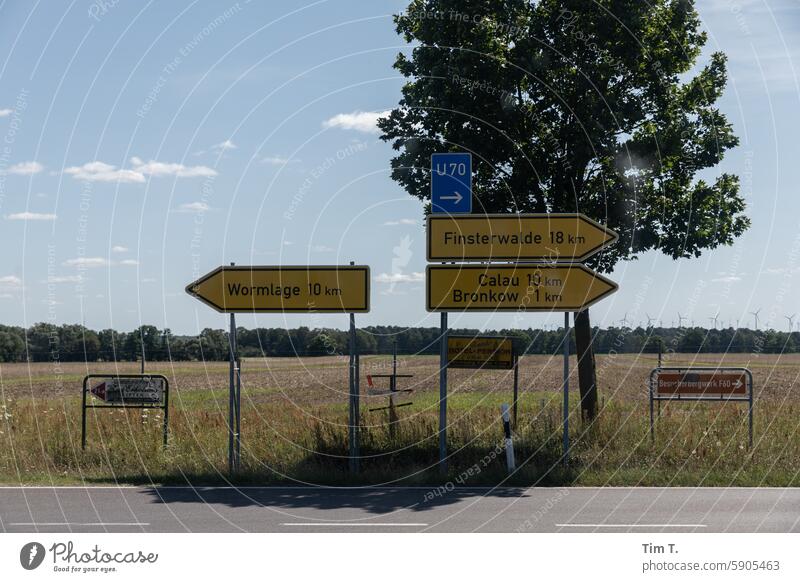 Signposts in Brandenburg Road marking Street Signs and labeling Diversion Arrow Direction Orientation Clue Lanes & trails Navigation Signage Turn off