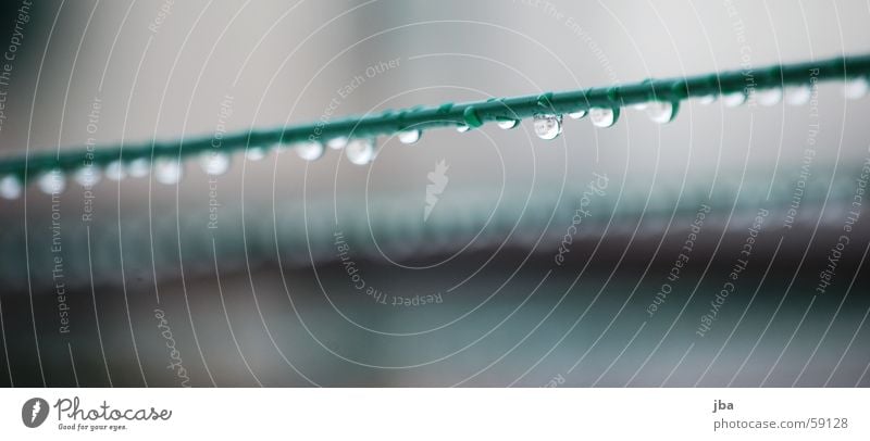 drops Wet Clothesline Blur Depth of field Reflection House (Residential Structure) Green Water Drops of water Rain black-blurred Macro (Extreme close-up)