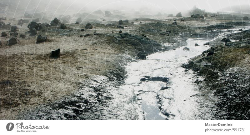 water on the moon Gravel Brook Fog Badlands Lunar landscape Uninhabitable Exterior shot Mývatn Iceland Solfatarenfeld Stone Landscape Water Steam Rock Fragment