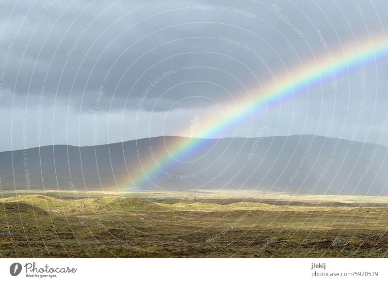 Scottish rainbow, halved Glencoe Mountain Resort Rainbow Scotland uk Great Britain Landscape Exterior shot Vacation & Travel Hill Hiking Clouds Nature mountains