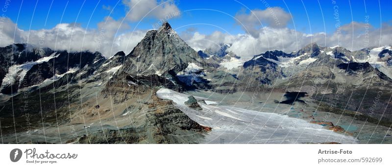 Matterhorn, Zermatt CH Environment Nature Landscape Elements Air Sky Clouds Climate Climate change Beautiful weather Snow Rock Alps Mountain Peak