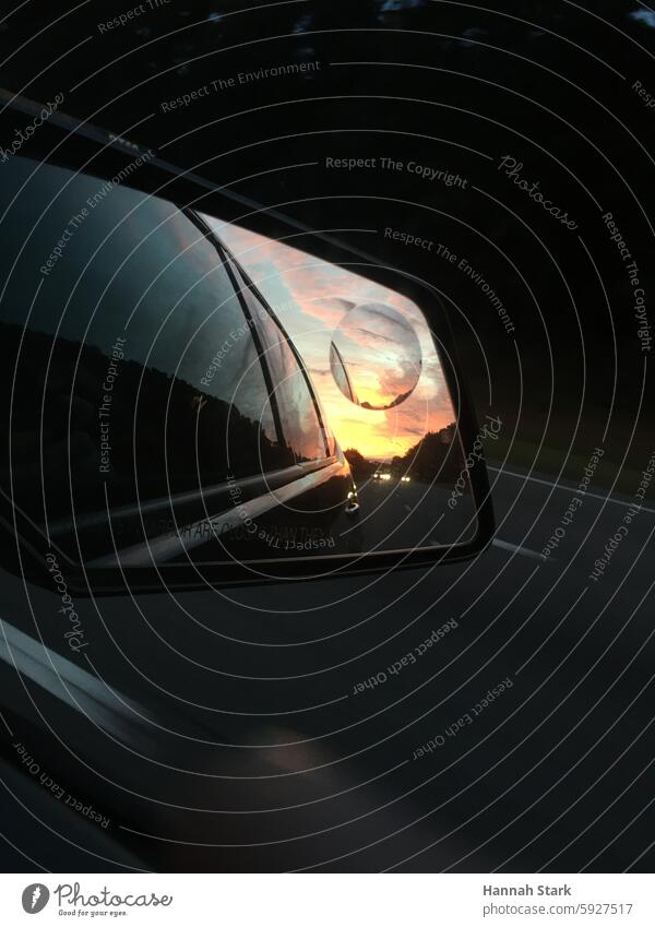 Rear View Sun Rise car driving Sky Sunlight Sunrise Morning Colour photo