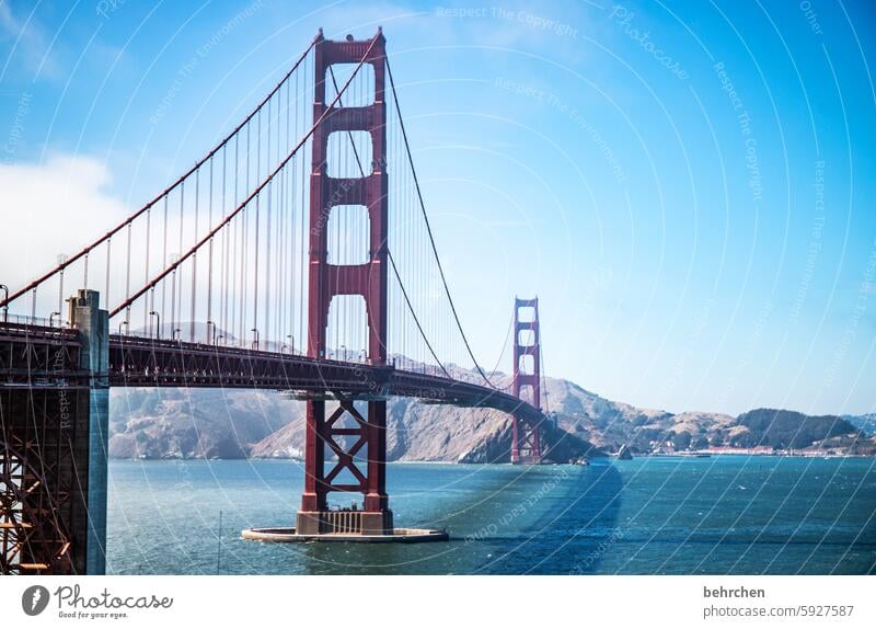 favorite places Americas Far-off places Vacation & Travel Sky San Francisco Fantastic Exceptional USA Fog Golden Gate Bridge Landmark Architecture