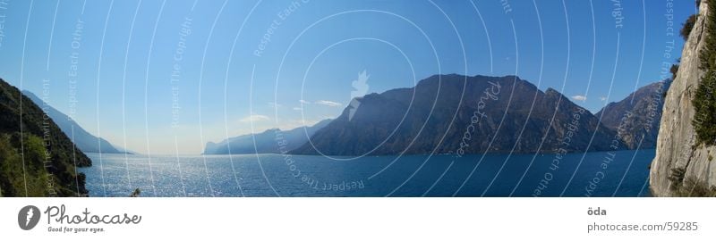 lago di garda Lake Garda Sailing Optimist Wall (building) Coast Panorama (View) Mountain Blue Water Stone Sky Large Panorama (Format)