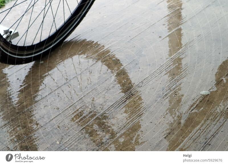 anything that starts with Un | thunderstorms during the bike tour Storm Bicycle Cycling tour Rain Rain shower Wet reflection Wheel Tire Spokes partial view