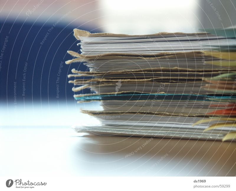 mountain of files Table Close-up Macro (Extreme close-up) Office File Blue Blur