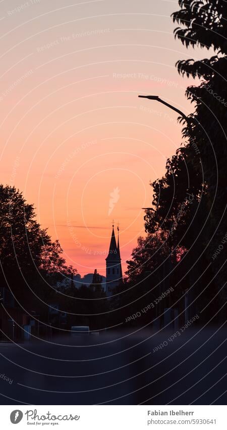 Cemetery church of St. Salvator and Sebastian Weilheim in Upper Bavaria weilheim Church Weilheim-Schongau Pfaffenwinkel Sunset Germany