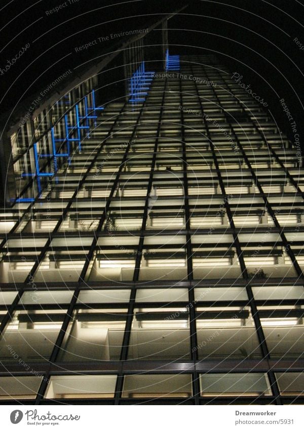 View upwards Facade Architecture Potsdamer Platz db Berlin Light High-rise Glass