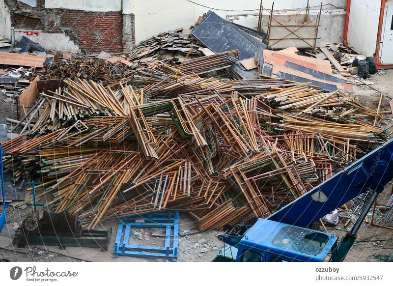 piles of steel were placed outside in the construction site industry metal material stack construction industry no people factory metallic background