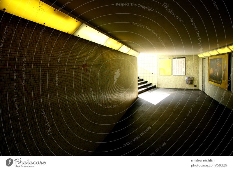 The Light at the End of the Tunnel Yellow Dark Lamp Underpass Bright Stairs Shadow