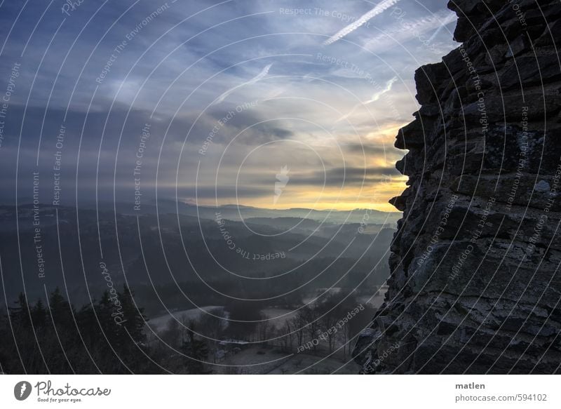 Schauinsland Landscape Sky Clouds Night sky Sun Winter Weather Ice Frost Tree Field Forest Hill Rock Mountain Deserted Ruin Blue Gray Fog Mature Colour photo