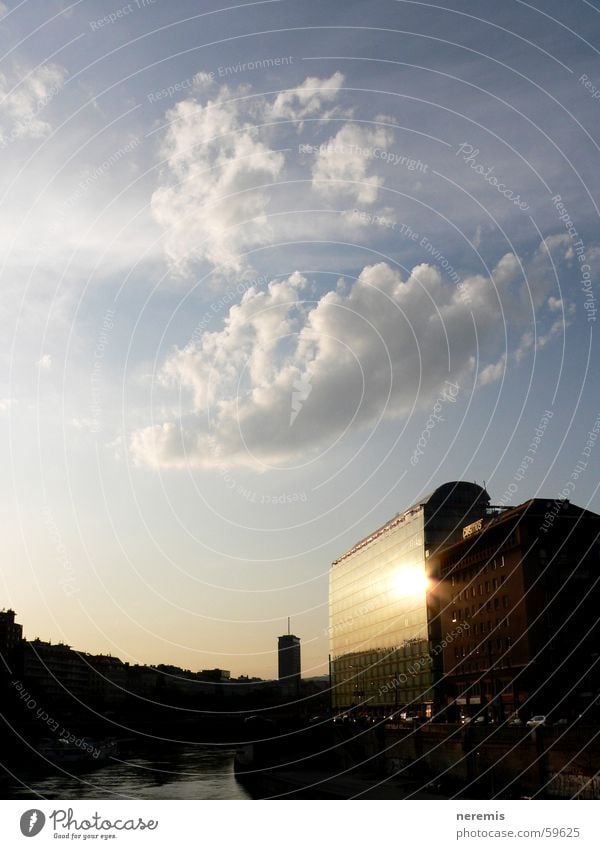 the calm before the storm (1) Reflection Window Town Vienna Clouds Facade Austria Sunset Water Sewer Vienna river