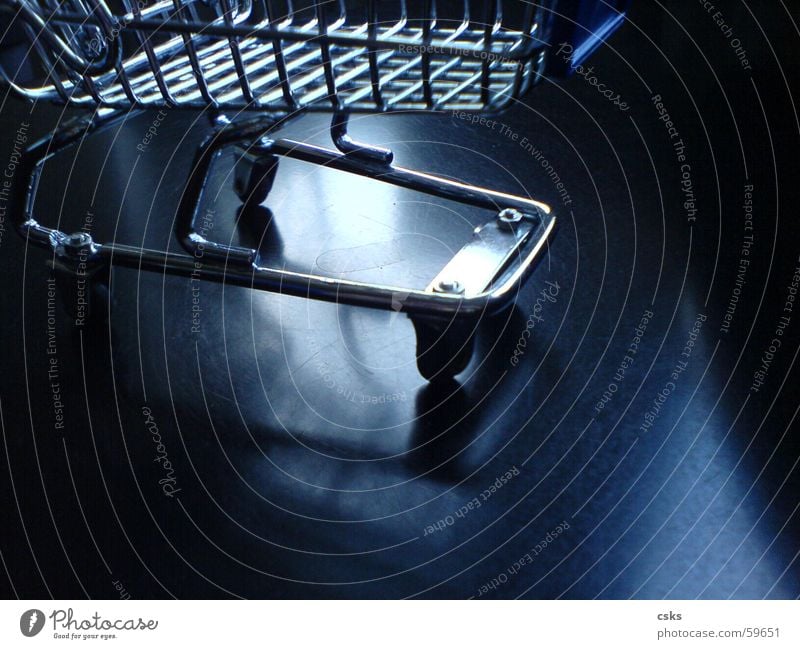 shopping! Shopping Shopping Trolley Black Reflection Glittering Basket Shopping basket Blue Silver Coil