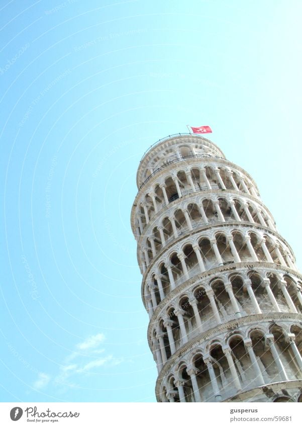 The tower of ... ?!? Italy Pillar Flag Europe piesa Tower visit tower of piesa askew sweet kitsch strong piece Colour traditional architecture have been up