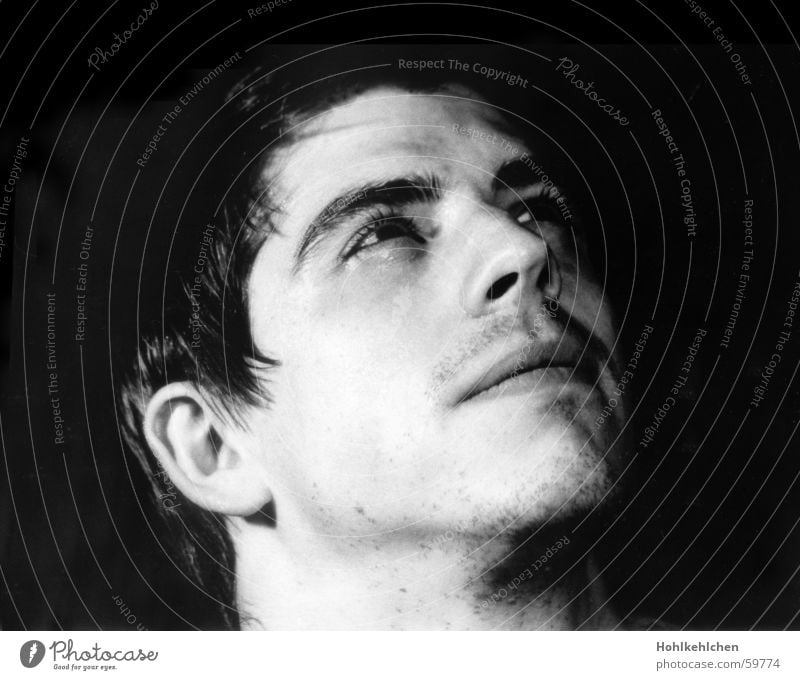 real heroes Man Portrait photograph Studio shot Unshaven Looking Dynamism Face Black & white photo Hero Upward alex