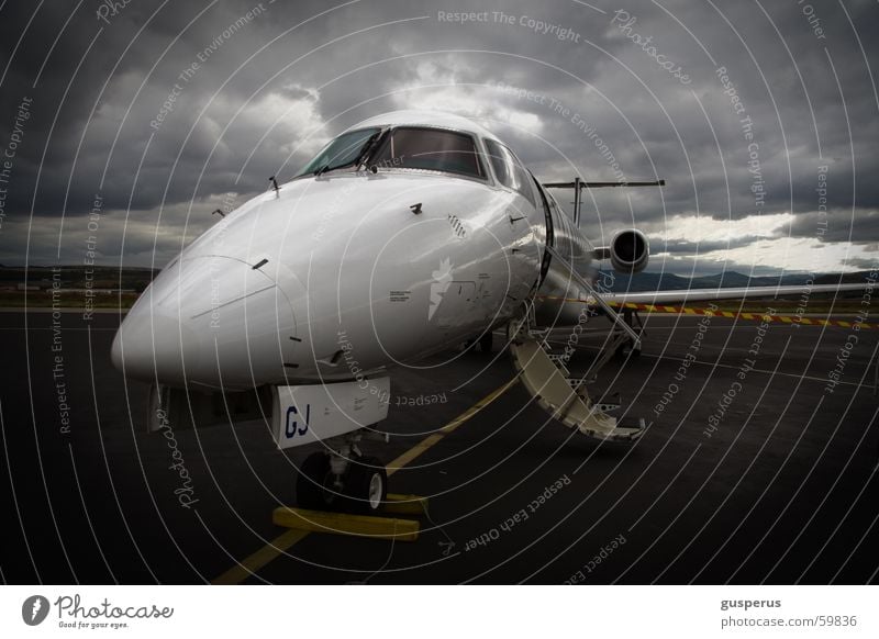 good flight... Airplane Storm Clouds Gale Moody Dark Runway Machinery Speed France Jet Airport on the ground Safety clermont ferrand thunder-storm cloudburst