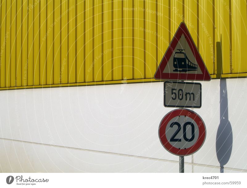 Contrast Signs IV Yellow White Red Signs and labeling Road sign Railroad crossing Bans Prohibition sign Mandatory sign contrasting colors Warehouse