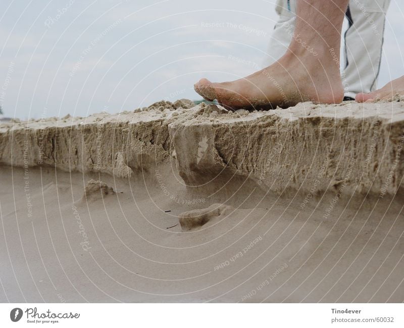 Foot steps on small sand cliff Beach Cliff Feet Baltic Sea Sand Corner