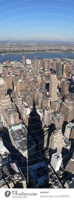 In the Shadow of the Empire State Building New York City Town High-rise Hudson River New Jersey Horizon Vantage point Panorama (View) Sky Blue USA Skyline