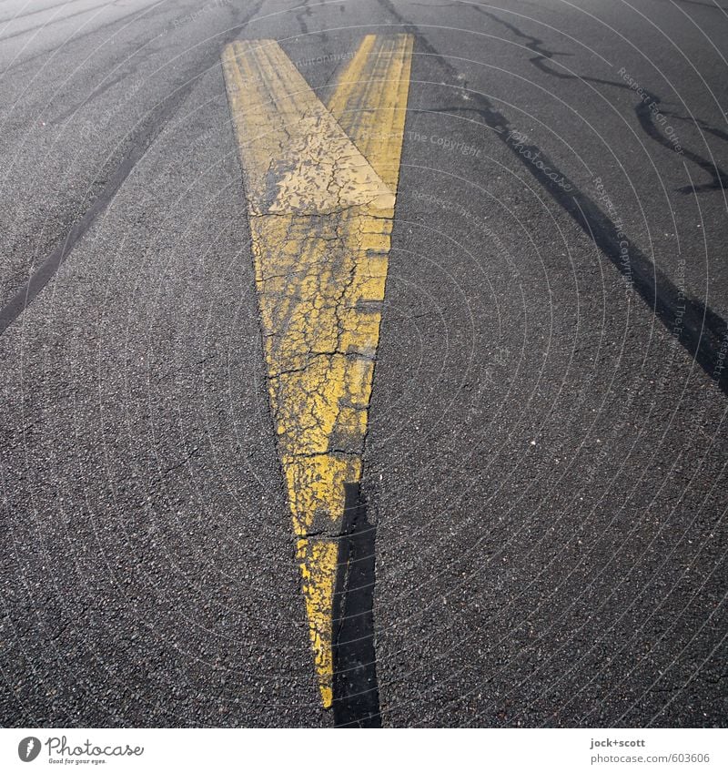 To the top Illustration Airport Berlin-Tempelhof Traffic infrastructure Airfield Runway Arrow Long Retro Point Yellow Gray Safety Conscientiously Perspective