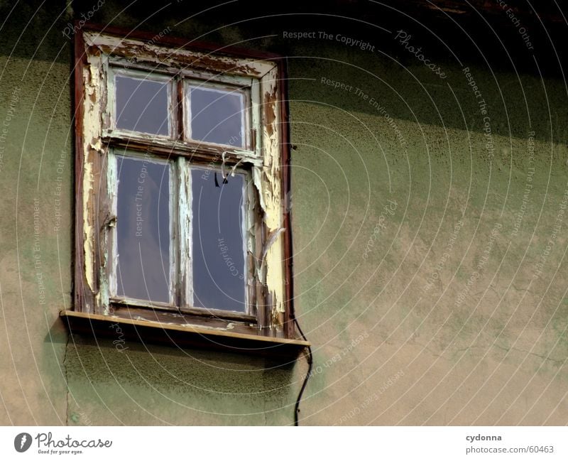 Nobody there? House (Residential Structure) Facade Window Decline Uninhabited Dark Eerie Flake off Bleached Old Loneliness Colour Architecture