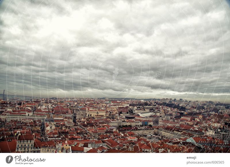 Lisboa II Sky Clouds Town Capital city Old town Populated House (Residential Structure) Dark Lisbon Colour photo Exterior shot Aerial photograph Deserted Day