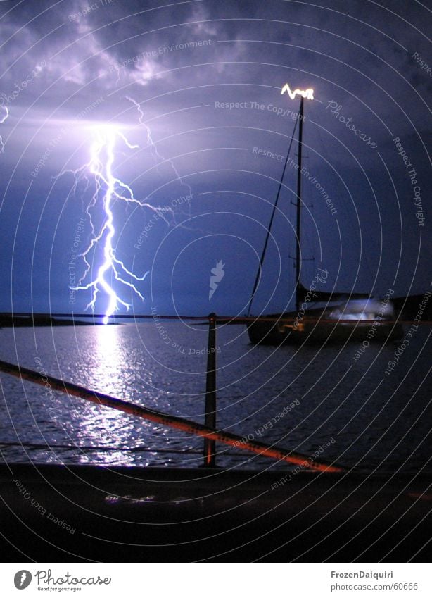 Flashing Sea No. 2 cutted Ocean Clouds Long exposure Lightning Visual spectacle Croatia Sky Thunder and lightning Sailing holiday sea thunderstorm flash