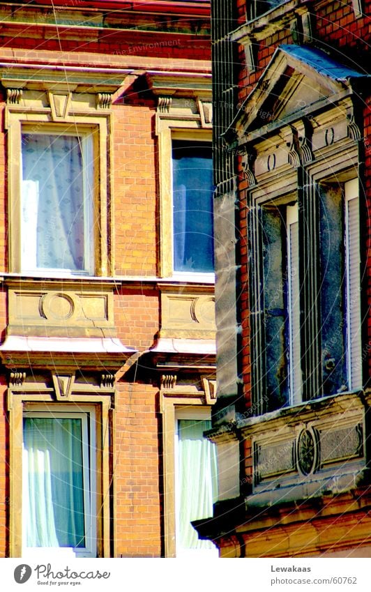 View around the corner Window House (Residential Structure) Building Narrow Vertical Wall (barrier) Drape Stucco Light Art nouveau Ancient Beautiful