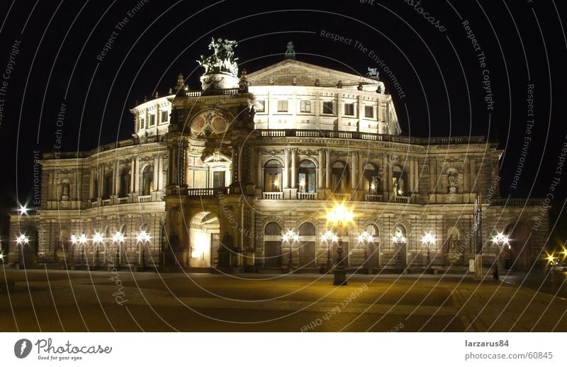 Semper Opera at Night Colour photo Exterior shot Deserted Art Theatre Opera house Dresden Germany Europe Architecture Tourist Attraction Landmark Monument