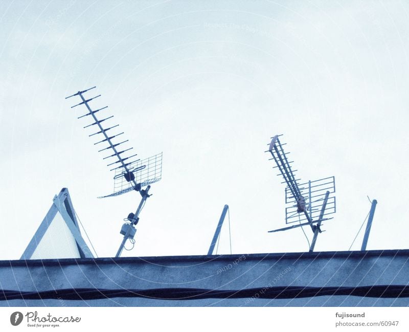 blue antennas Antenna Line Sky House (Residential Structure) Building Blue lines