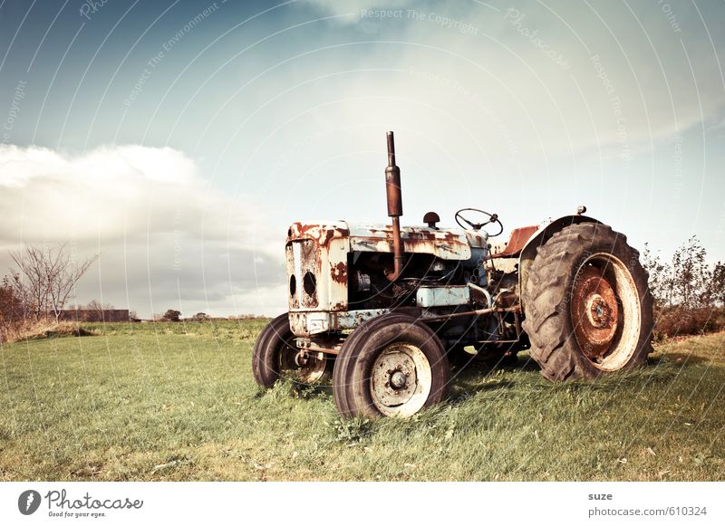 Old colleague Leisure and hobbies Work and employment Agriculture Forestry Machinery Environment Nature Sky Clouds Summer Beautiful weather Meadow Vehicle