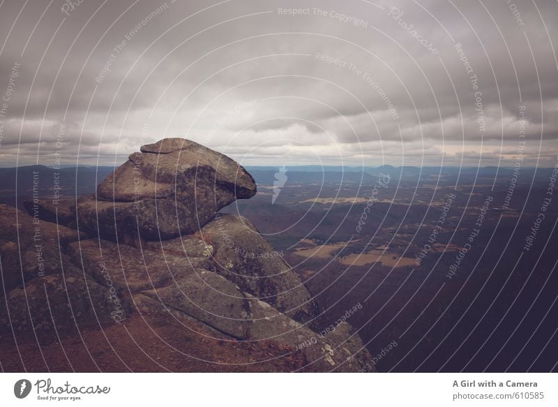 At the edge of the Blue Ridge Mountains Environment Nature Landscape Clouds Winter Weather Bad weather Hill Rock Peak Exceptional Dark Far-off places Infinity