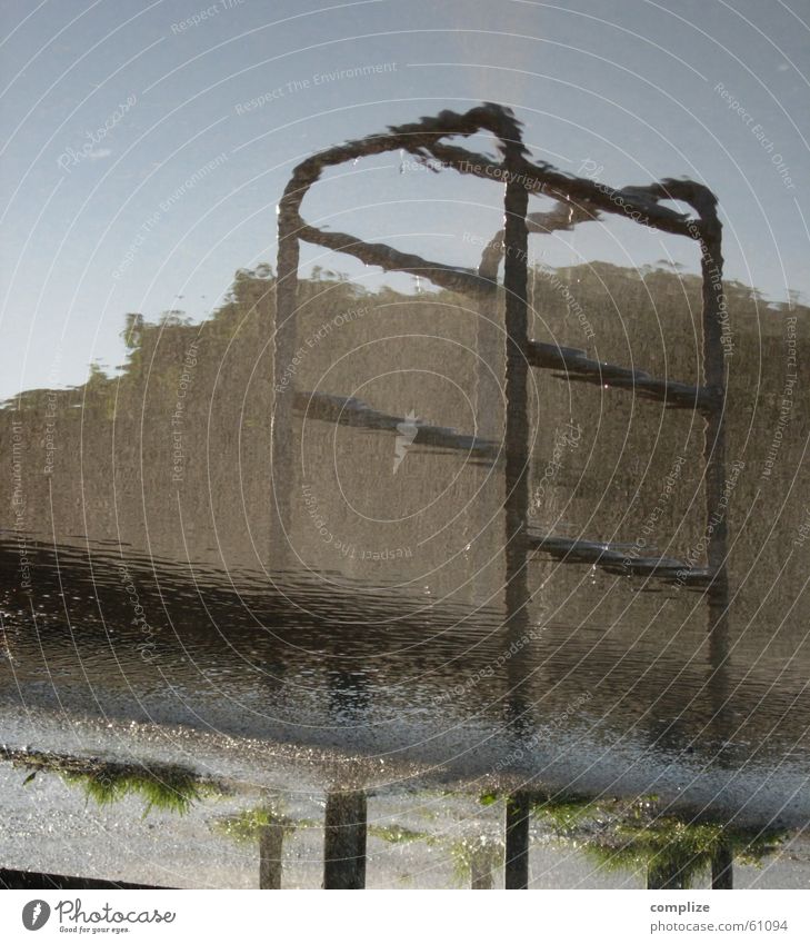 what? Wet Cologne-Ehrenfeld Summer Puddle Reflection Mirror Rod Opposite Rotated Water Inject Sun Drops of water Sky Gymnastics Metal