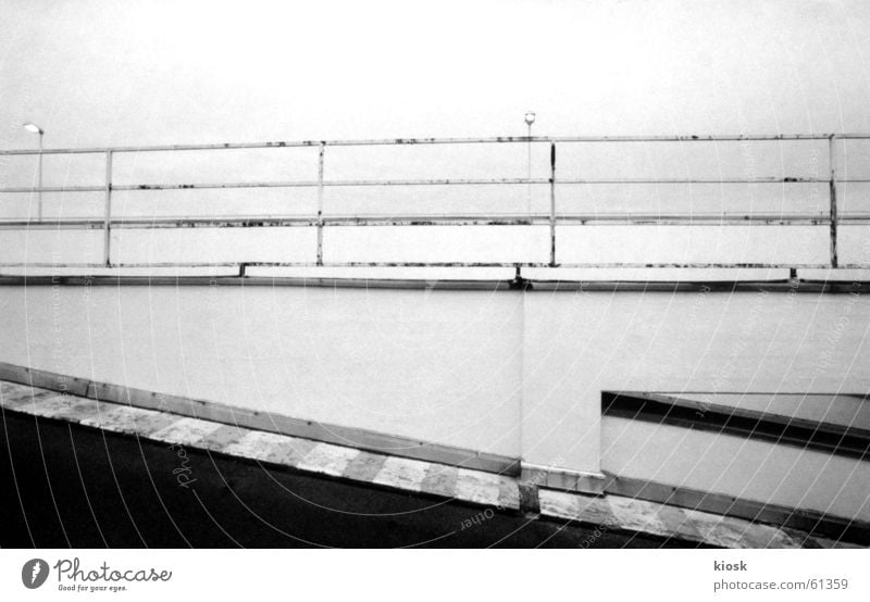 parking level no.4 Parking garage Expressway exit Horizontal Black & white photo Handrail Empty polapan Architecture