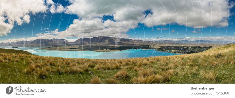 Lake Tekapo New Zealand V Nature Landscape Alps Mountain Peak Snowcapped peak Lakeside South Island Blue Travel photography Vacation & Travel