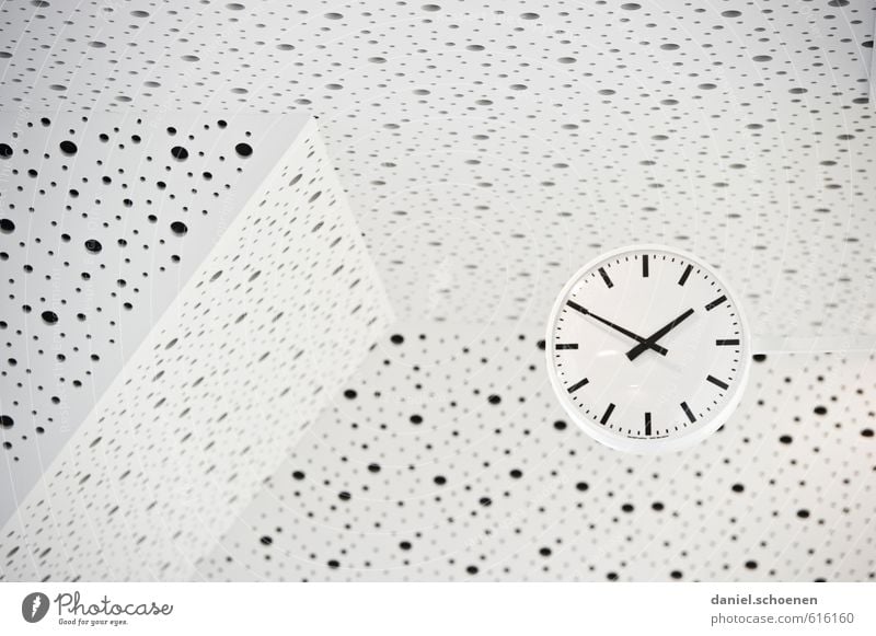 dotted time Clock Bright Black White Design Time Subdued colour Interior shot Deserted Contrast High-key