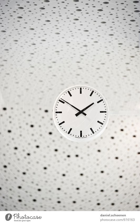 ten to two School Clock Bright Black White Time Subdued colour Interior shot Deserted Copy Space left Copy Space right Copy Space top Copy Space bottom