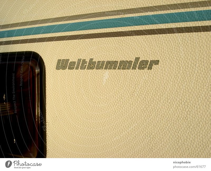 globetrotter Caravan Mobile home Camping Brown Window Stripe Yellow Pattern Vacation & Travel more cosmopolitan blue